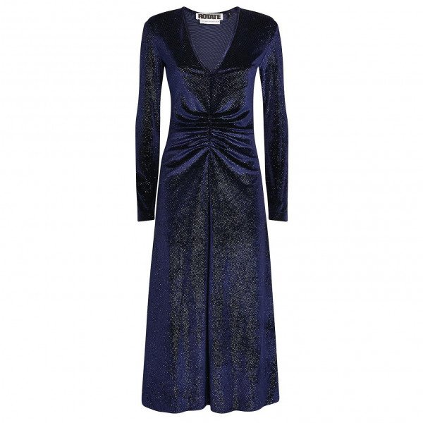 ROTATE Birger Christensen Velvet Ruched Midi Dress