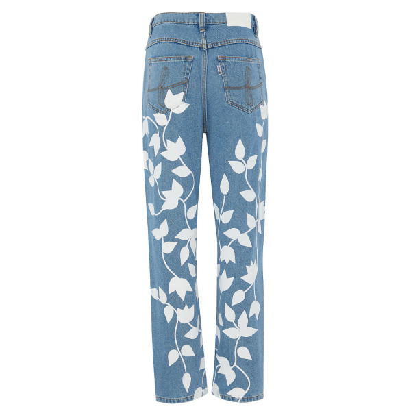 Fanfare Label High Waisted Organic & Recycled White Petal Blue Jeans