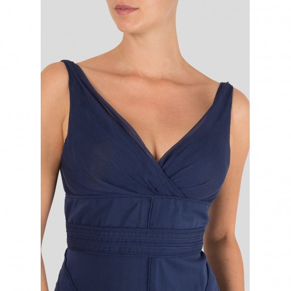 Zac Posen Sleeveless Topstiched Silk Gown