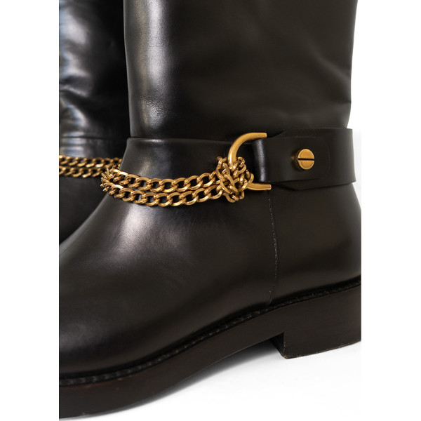 Lanvin Chain-Detail Leather Calf Boots