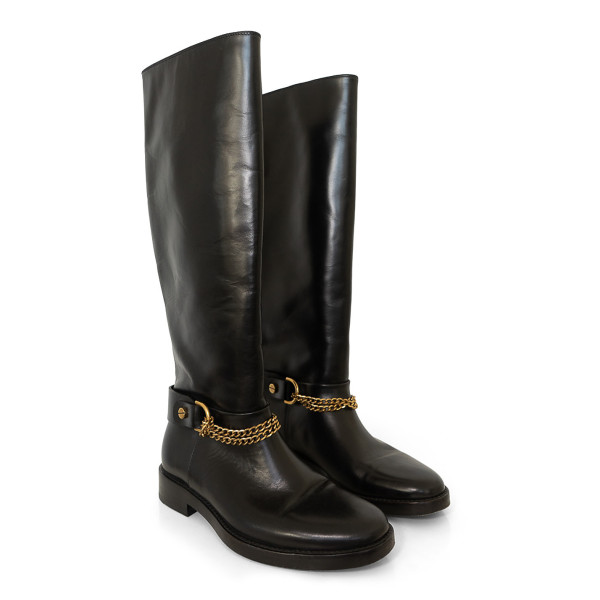 Rent Buy Lanvin Chain Detail Leather Calf Boots MY WARDROBE HQ