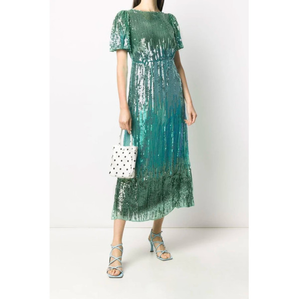 Rixo Venus Sequin Midi Dress