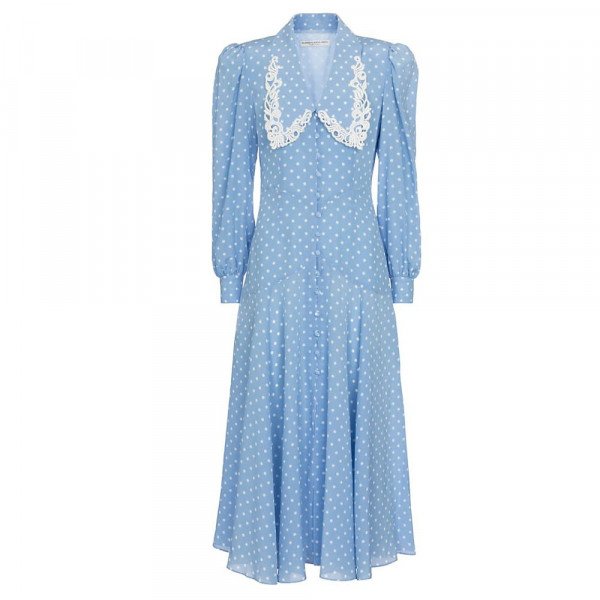 Rent Buy Alessandra Rich Polka dot Silk Midi Dress MY WARDROBE HQ