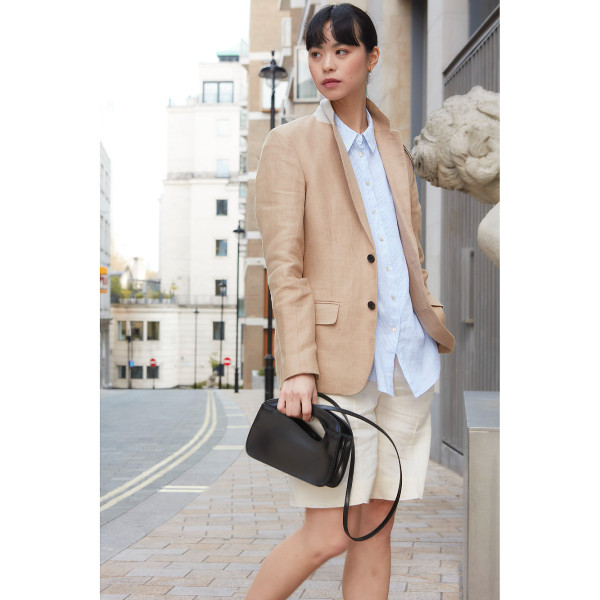 Natalie Dennis Small Curve Handbag with  Detachable Leather Strap
