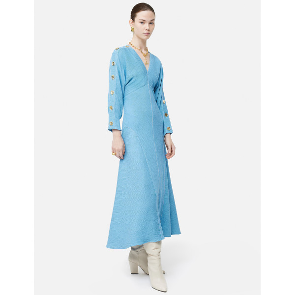 Jigsaw Button Detail Crepe Midi Dress
