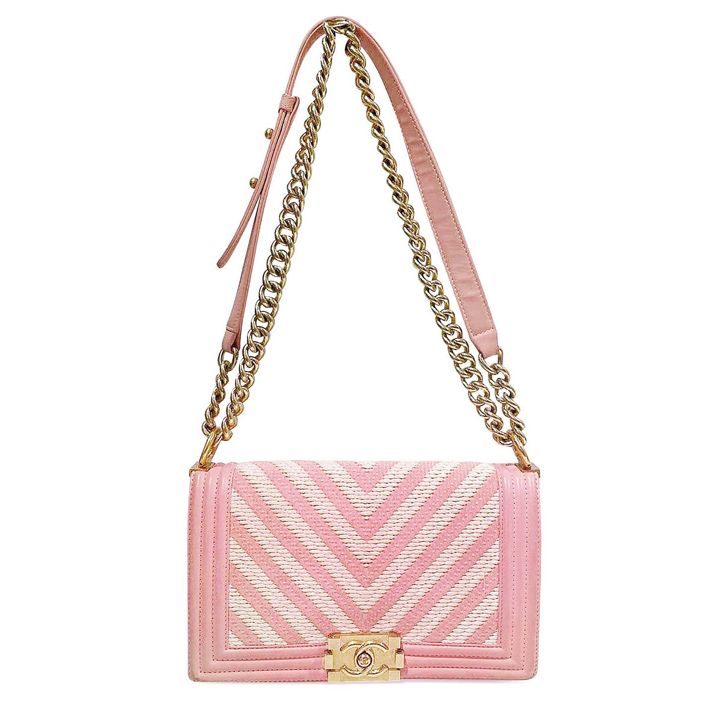 CHANEL Chevron Braided Small Boy Flap Bag