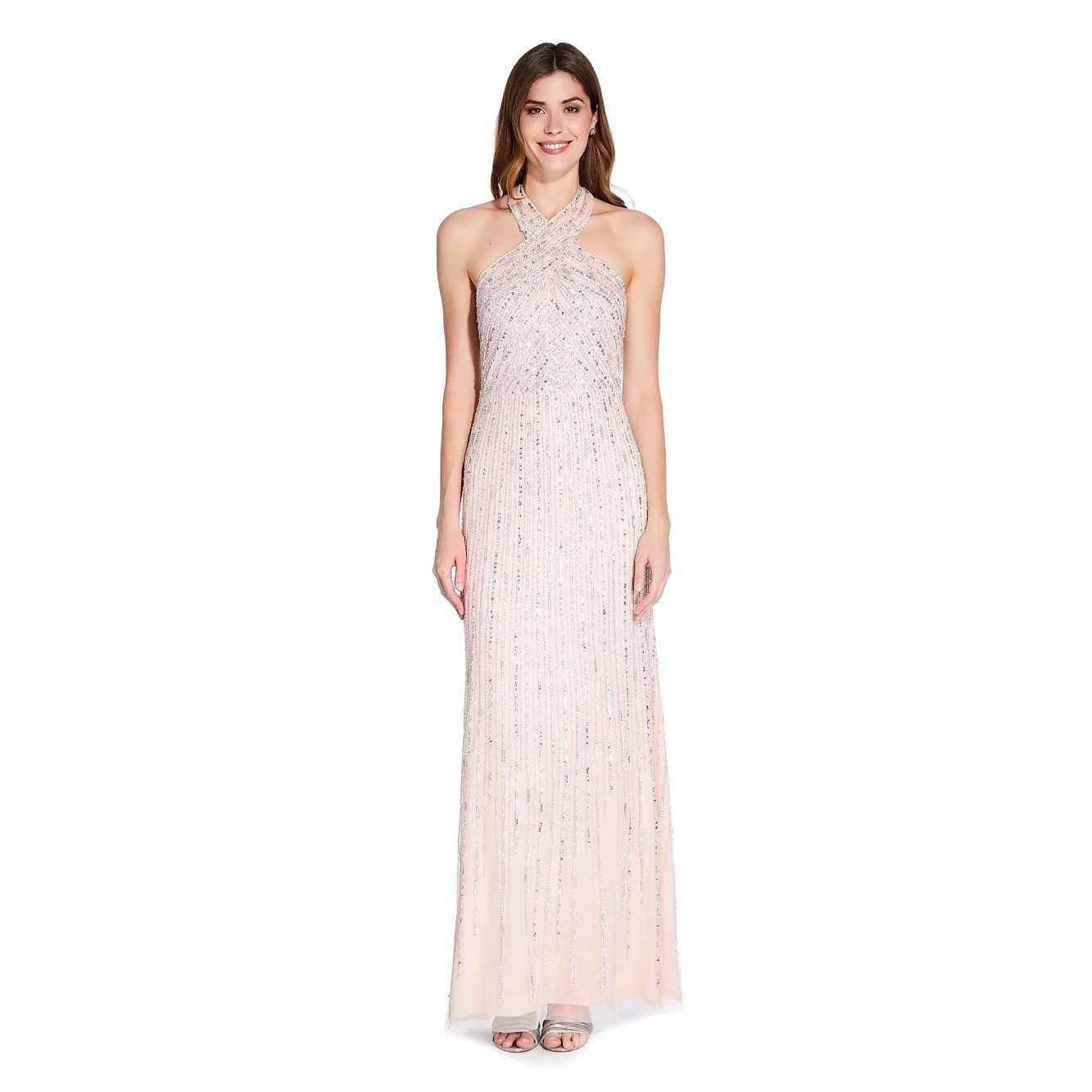 Adrianna Papell Halter Beaded Gown