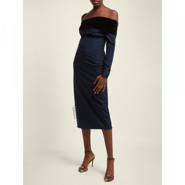 Emilio De La Morena Bonded Silk Off-The-Shoulder Dress