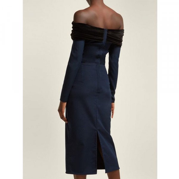 Emilio De La Morena Bonded Silk Off-The-Shoulder Dress