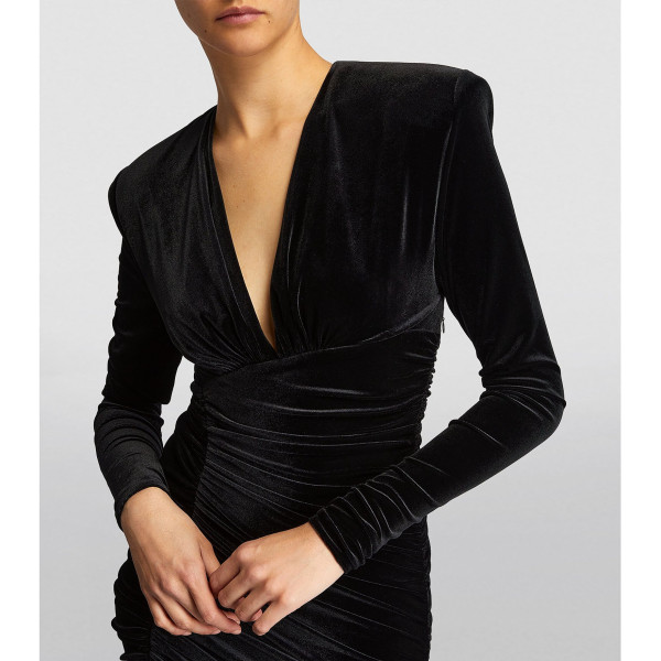 Alexandre Vauthier Velvet V-Neck Mini Dress