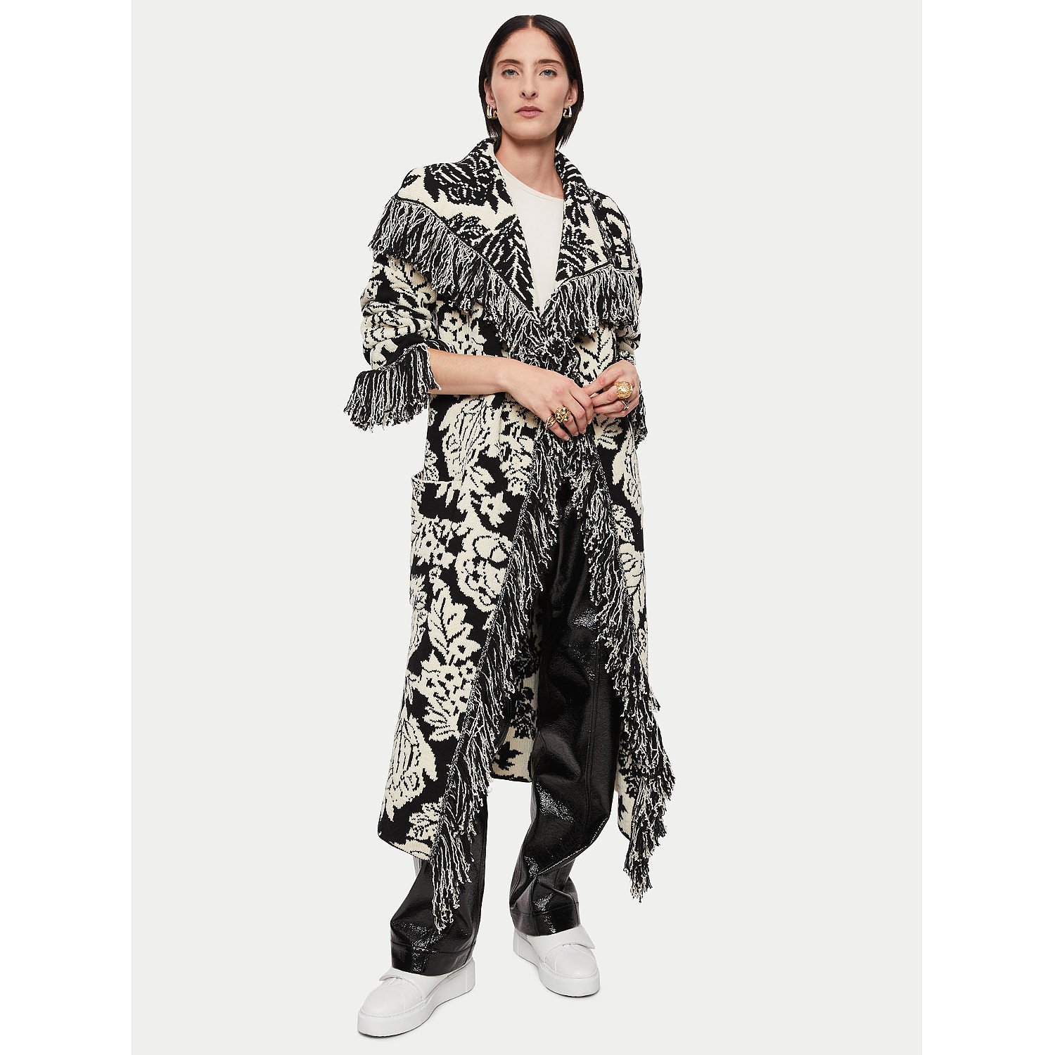 Jigsaw Floral Jacquard Knitted Coat