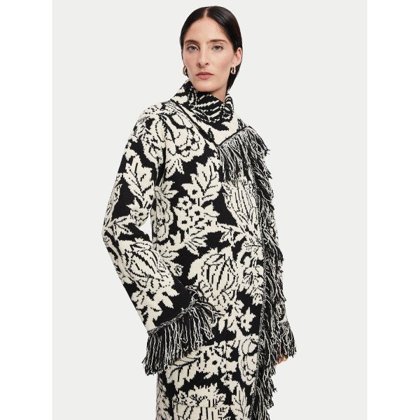 Jigsaw Floral Jacquard Knitted Coat