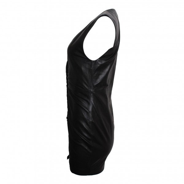 IRO Ruffle-Trimmed Ruched Leather Mini Dress