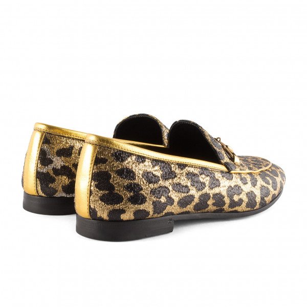 Gucci Leopard Print Metallic Loafers