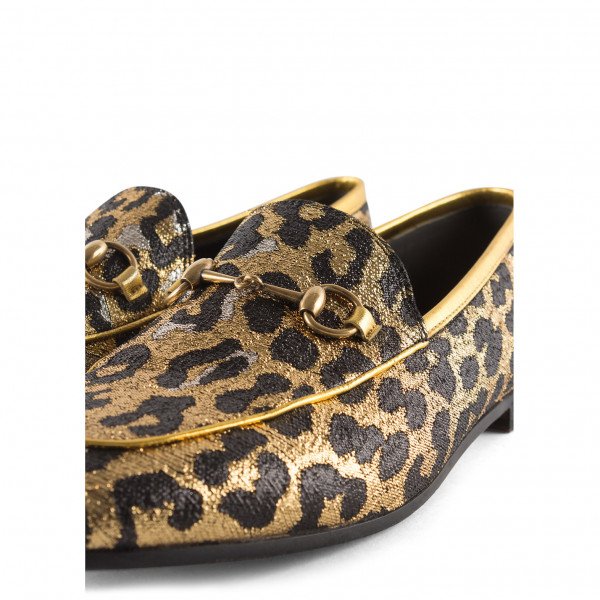 Gucci Leopard Print Metallic Loafers