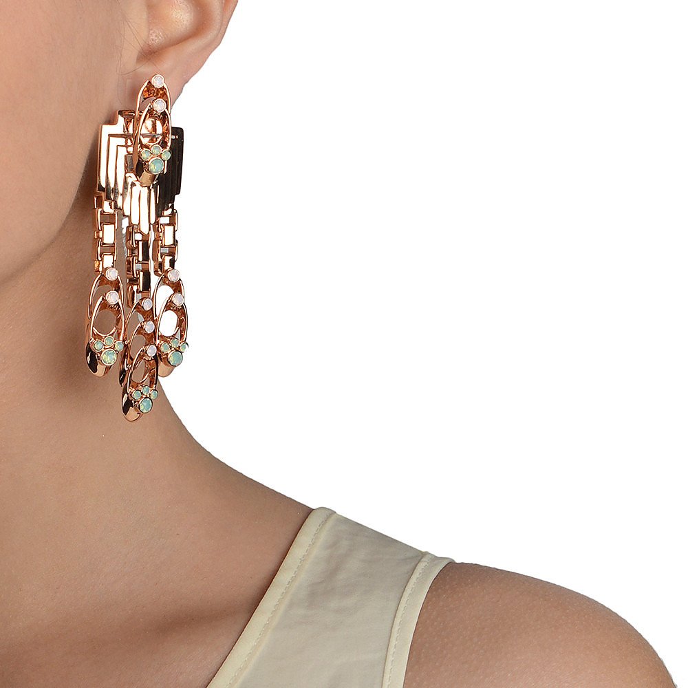 Mawi Deco Stacked Tube Crystal Chandelier Earrings