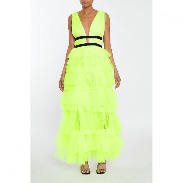 Neon plunge outlet dress