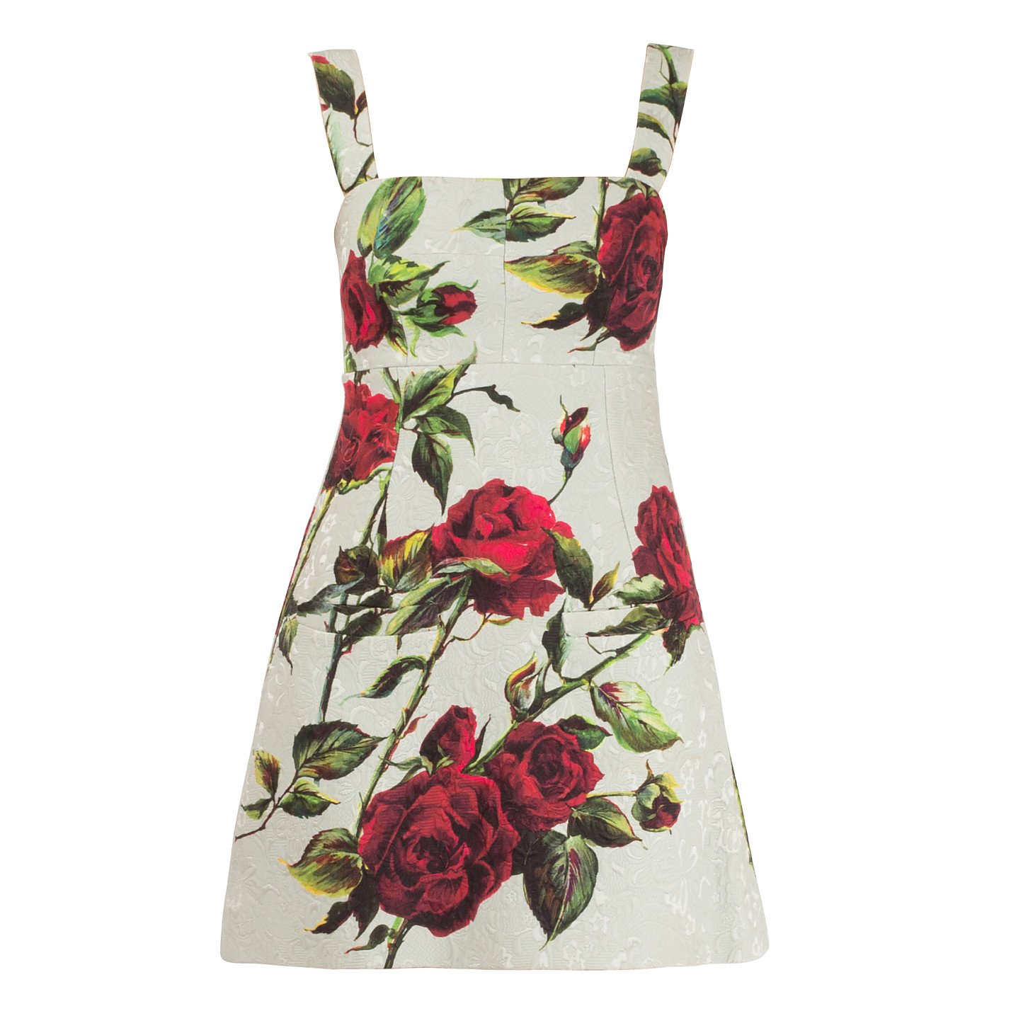 DOLCE & GABBANA Floral-Print Matelassé Mini Dress