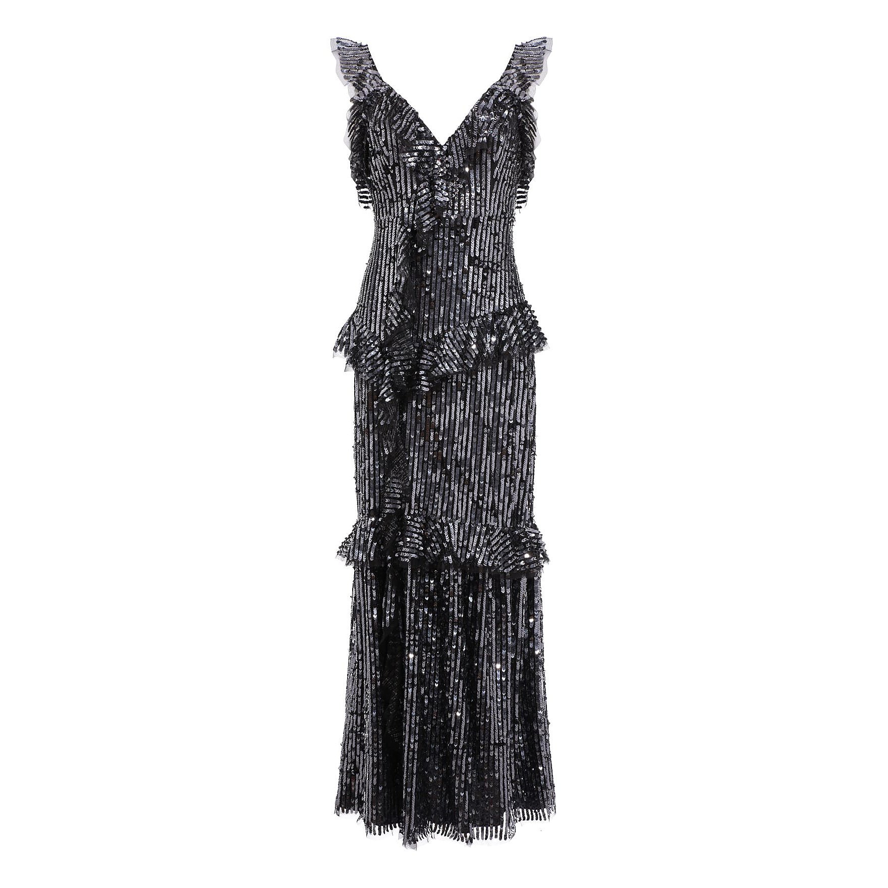 needle and thread black sequin dress