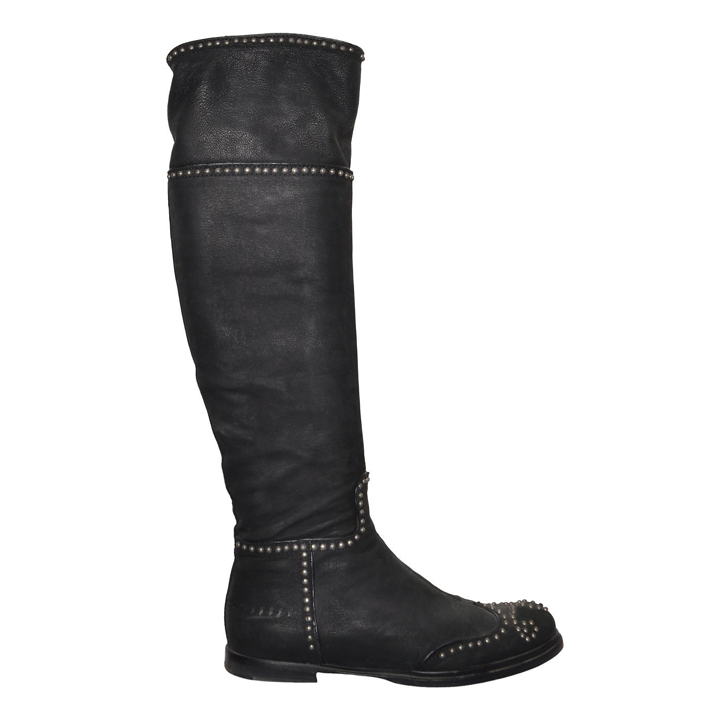 Miu Miu Stud-Embellished Leather Knee Boots