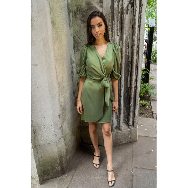 FEMPONIQ Draped Vegan-Cupro Wrap Dress