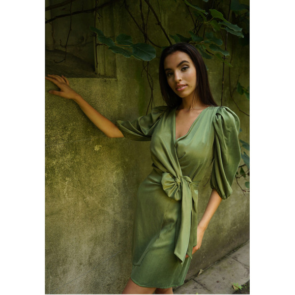 FEMPONIQ Draped Vegan-Cupro Wrap Dress