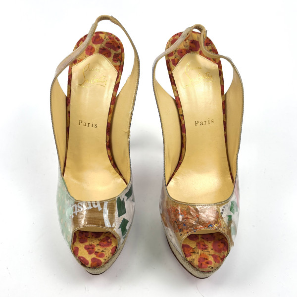 Christian Louboutin Cork & PVC Slingback Platform Heels
