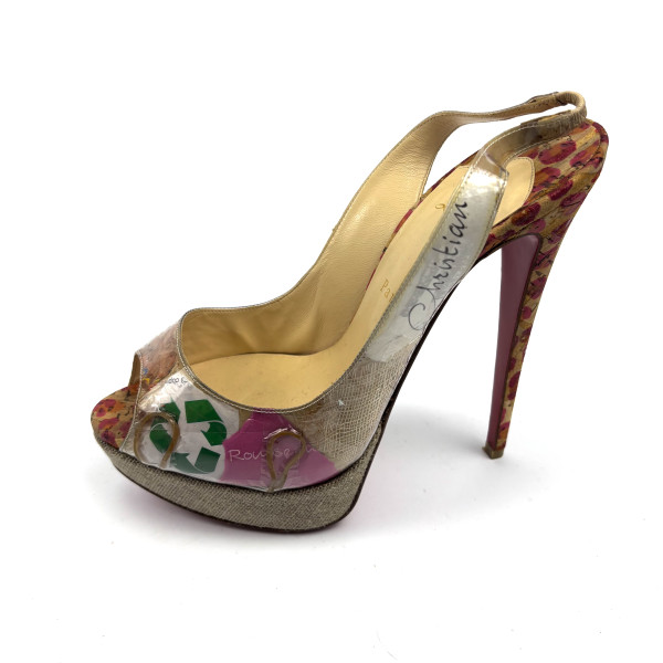 Christian Louboutin Cork & PVC Slingback Platform Heels