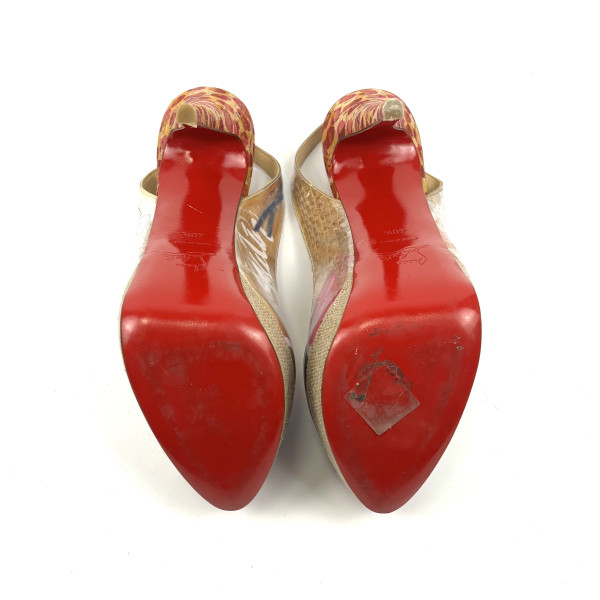 Christian Louboutin Cork & PVC Slingback Platform Heels