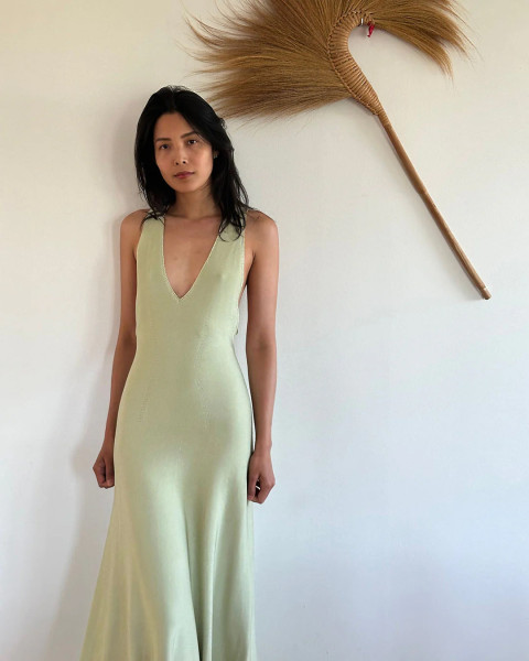 Attersee Twist Back Green Maxi Dress