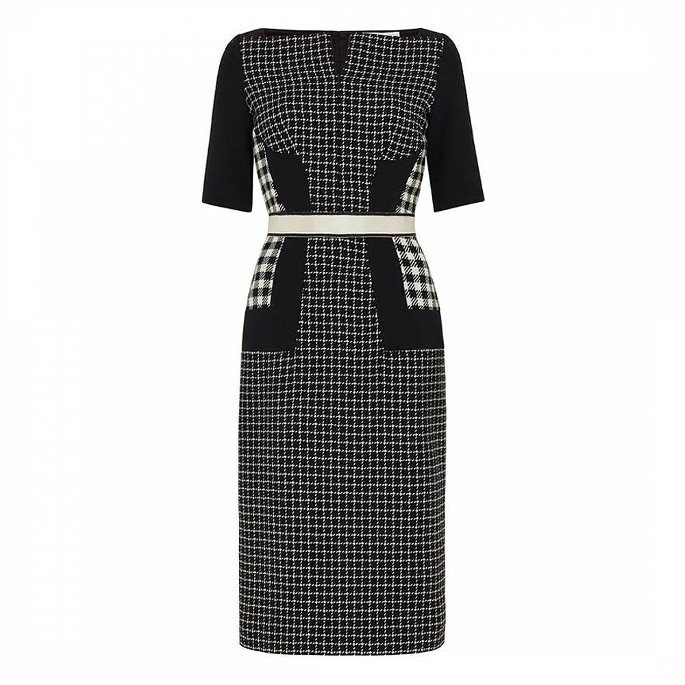 Amanda Wakeley Checkered Black Ecru Shift Dress