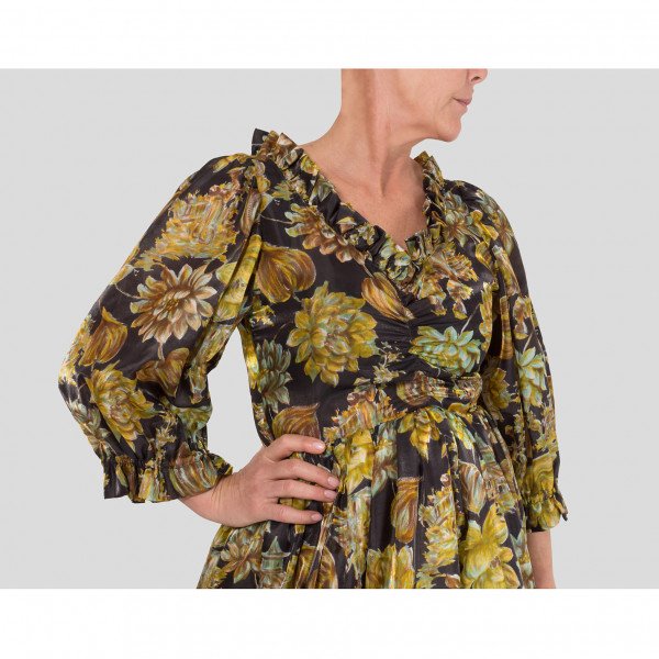 Vintage Vintage 1970s Floral Print Ruffle Dress