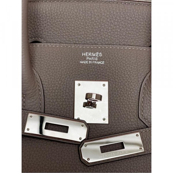 HERMÈS Birkin 35 Gris Asphalte Togo with Palladium Hardware 2017, Y
