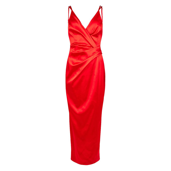 Karen Millen Italian Structured Satin Strappy Maxi Dress