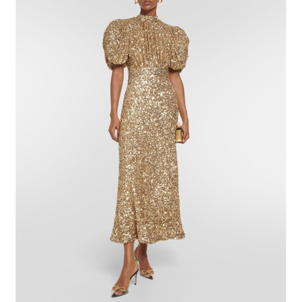 ROTATE Birger Christensen Metallic Sequinned Gown