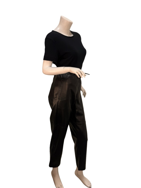 Brunello Cucinelli Leather Jogger Trousers in Black