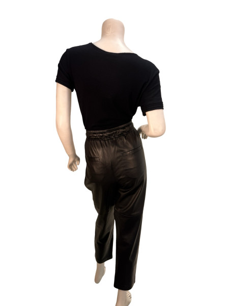 Brunello Cucinelli Leather Jogger Trousers in Black