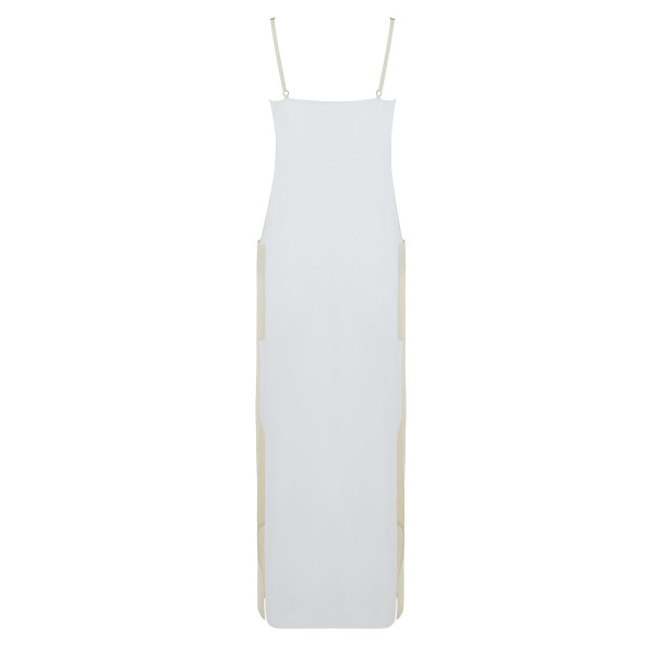 Serena Bute The Thin Strapped Dress - Ivory & White Cupro Cotton