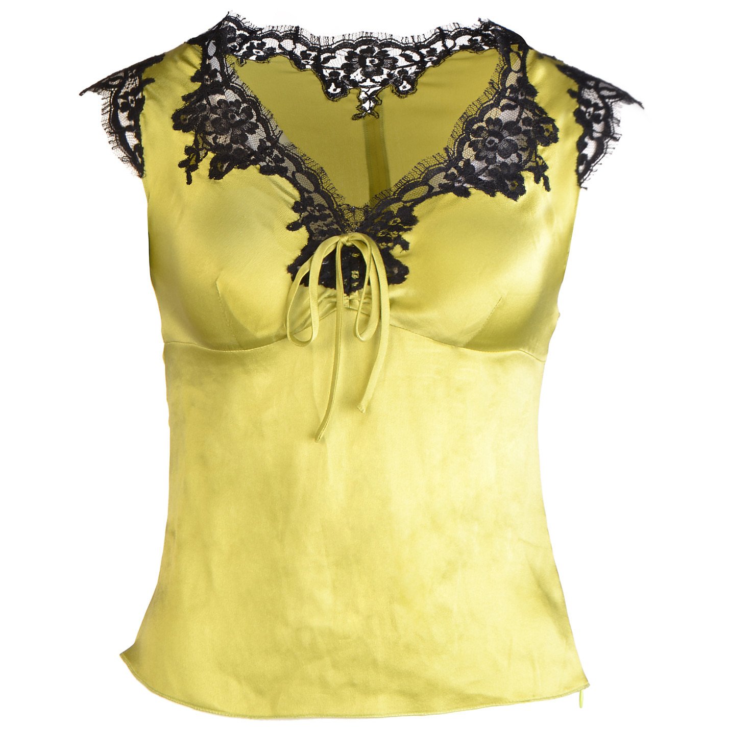 Moschino Vintage Silk Satin Top With Lace Detailing