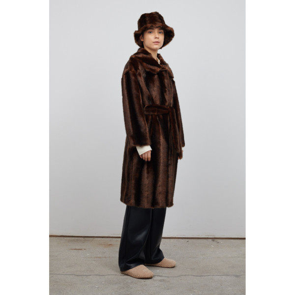 Jakke Katrina Faux Fur Coat Chocolate