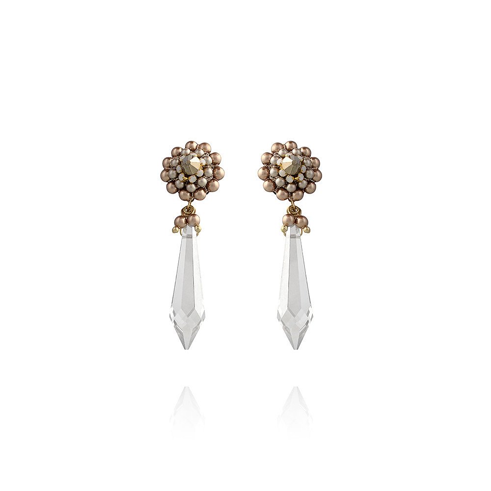 St Erasmus Pearl and Crystal Chandelier Earrings