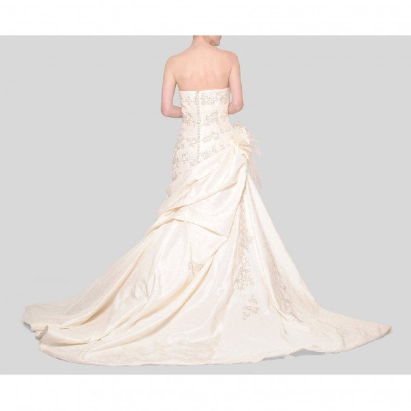 Pronovias Floral Embellished Strapless Dress