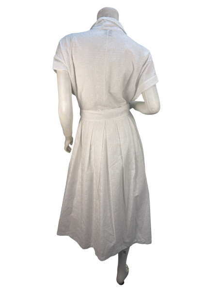 Eleventy White Broderie Anglaise Shirt Dress with Belt
