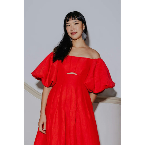 Aje Eugenie Off Shoulder Midi Dress