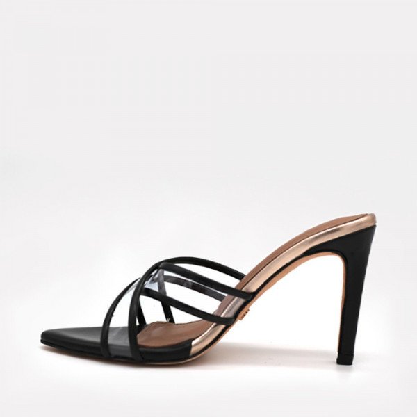 Vinyl best sale heeled mules
