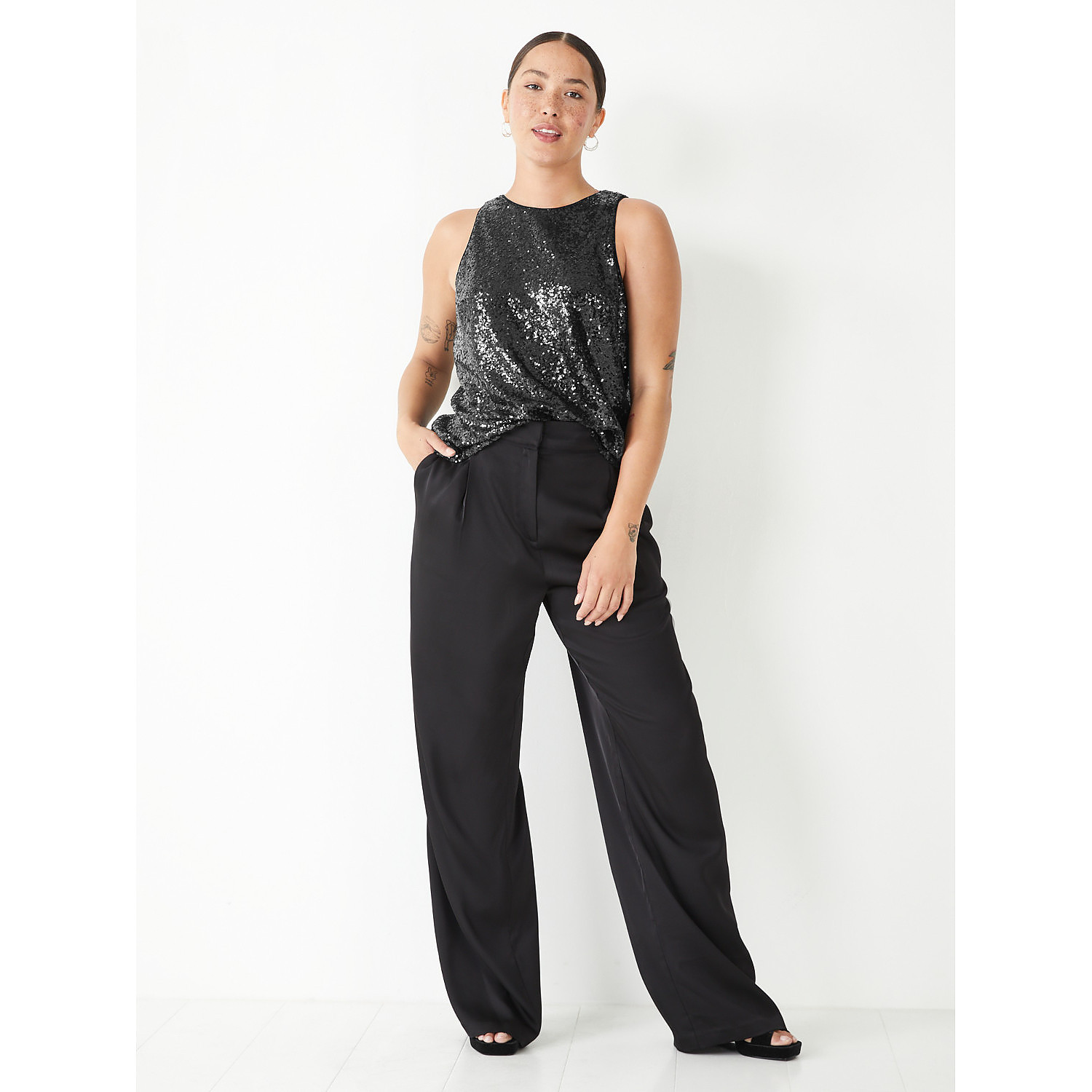 Hush Cecilly Satin Wide Leg Trousers
