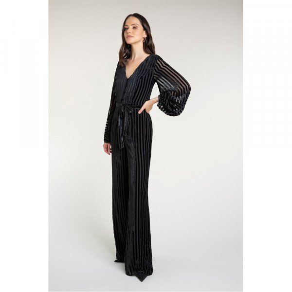 Beulah Aaloka Striped Velvet Jumpsuit