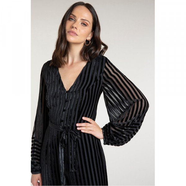 Beulah Aaloka Striped Velvet Jumpsuit