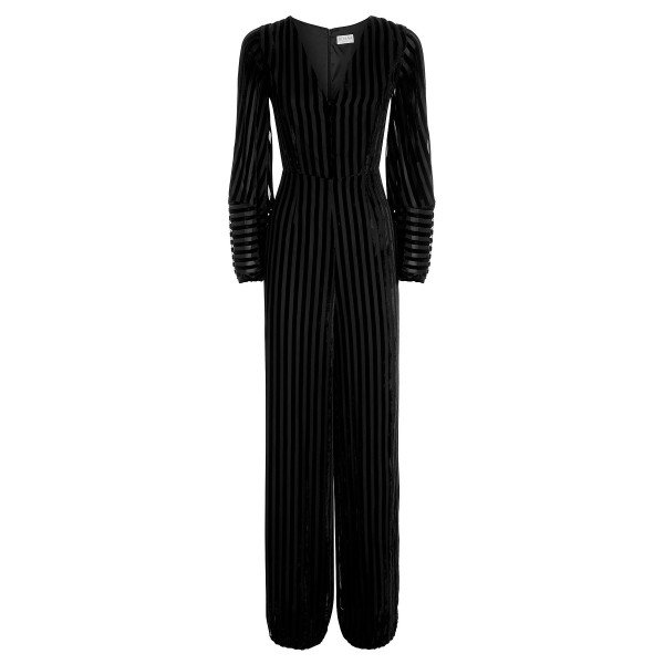 Striped best sale jumpsuit formal