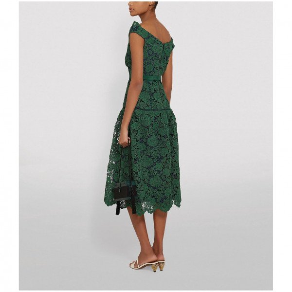 Self-Portrait Belted Lace Midi Dress